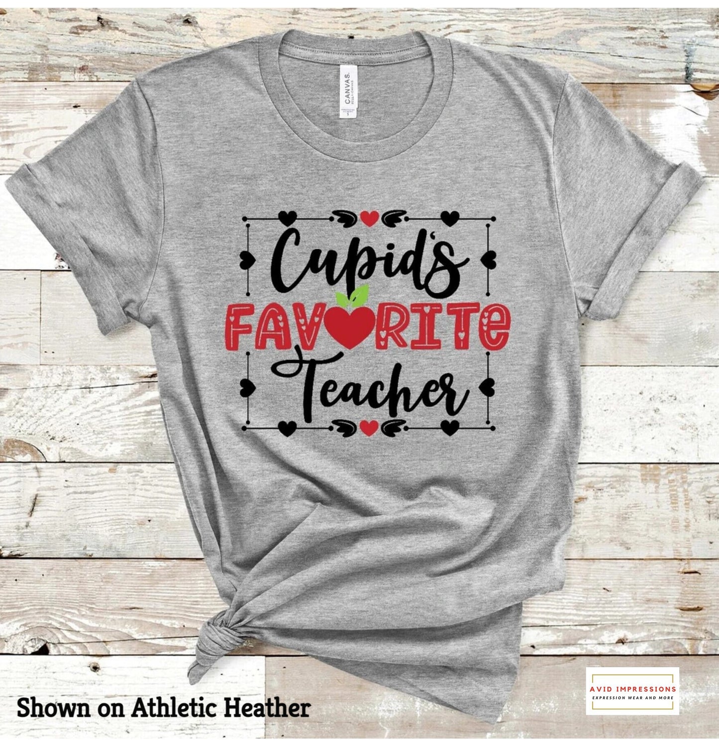 Cupid's Favorite Teacher with Red Apple Heart