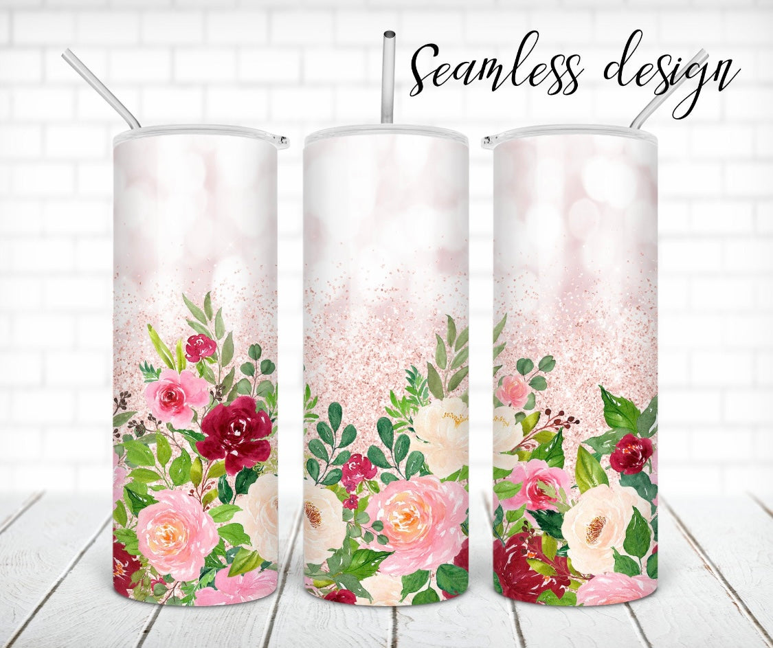 Floral Tumbler with Personalization