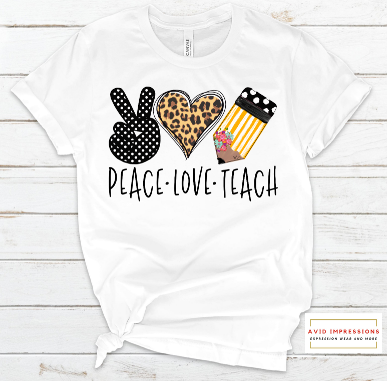 Peace Love Teach With Pencil