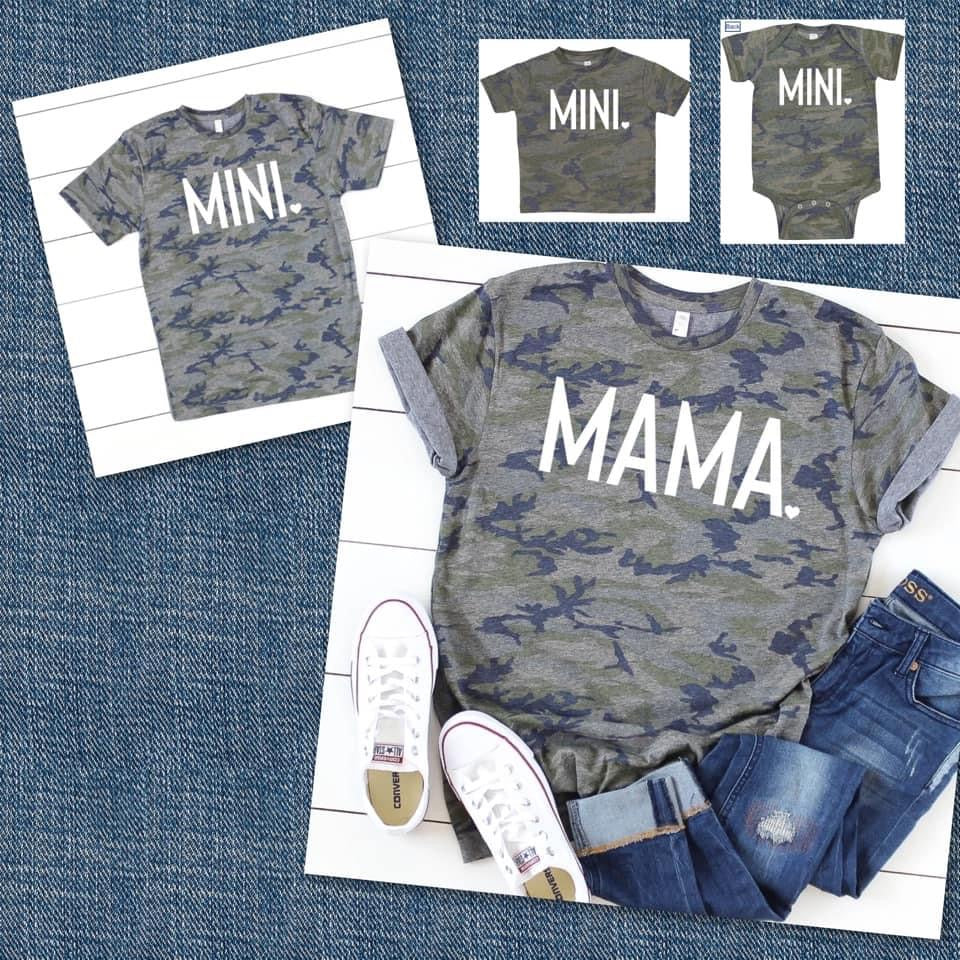 MINI on Vintage Camo - Infant Onesies, Toddler and Youth Sizes Available