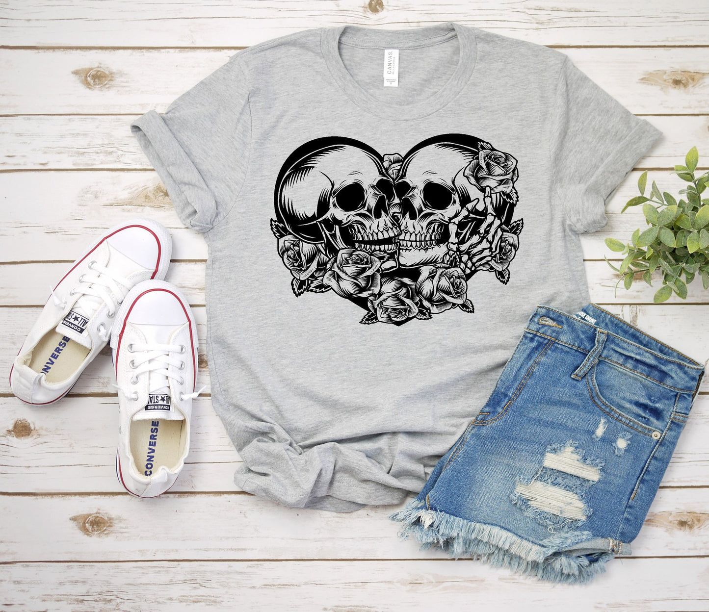 Skull Couple with Roses