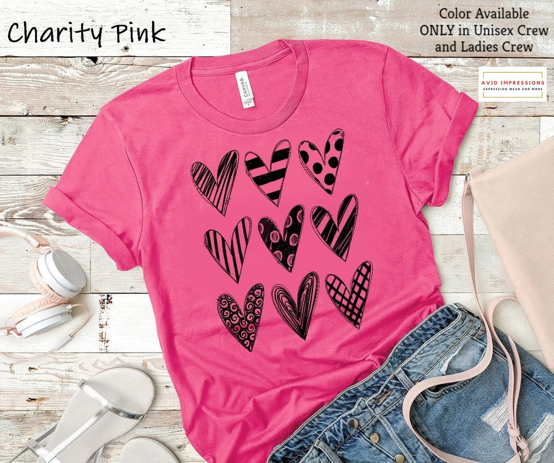 Valentine Hearts in WHITE or BLACK