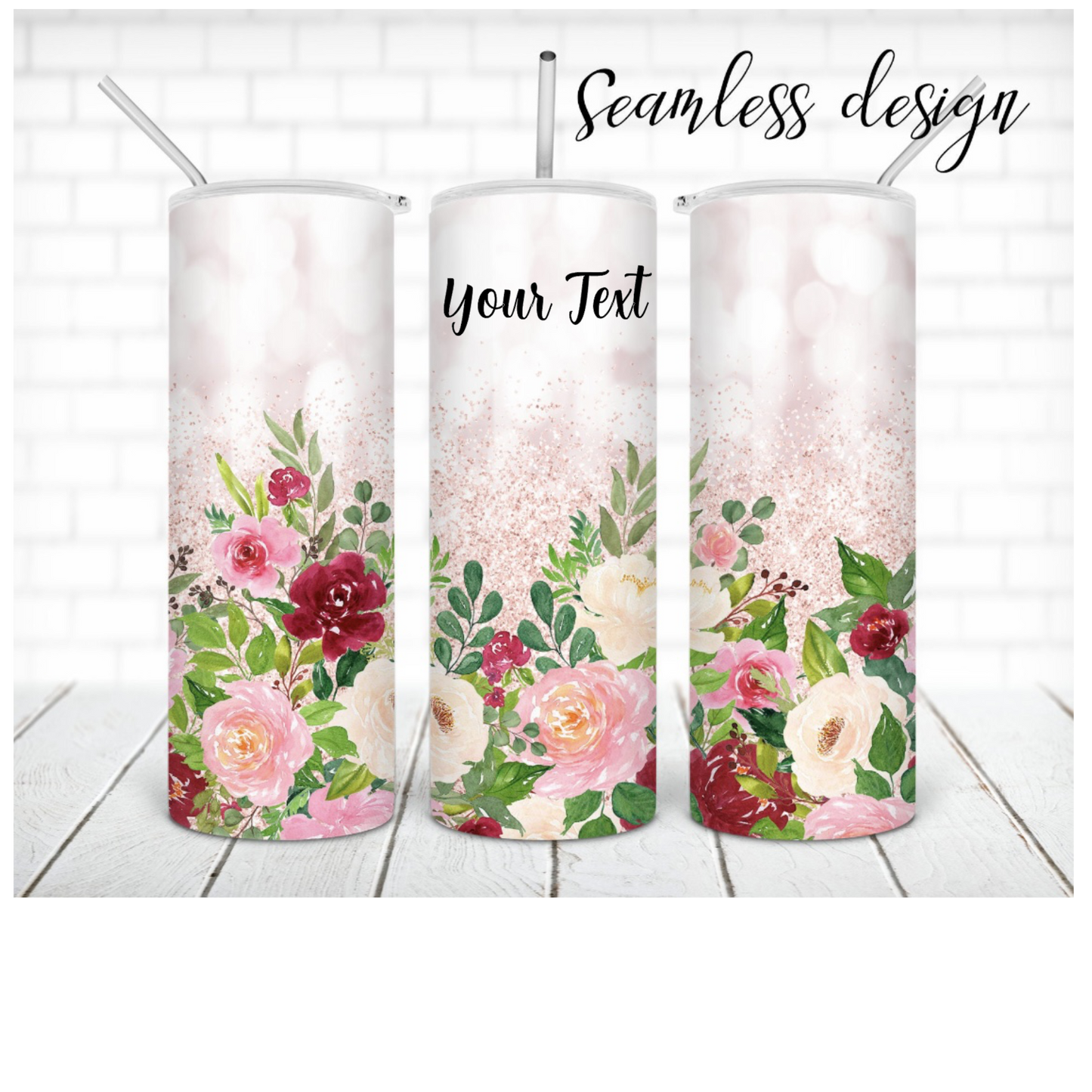 Floral Tumbler with Personalization