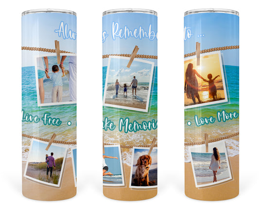 Customizable Beach Memory Photo Frame Collage tumbler - 30 oz ONLY