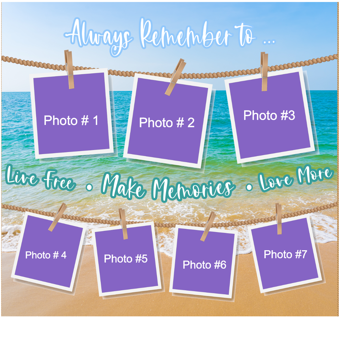 Customizable Beach Memory Photo Frame Collage tumbler - 30 oz ONLY