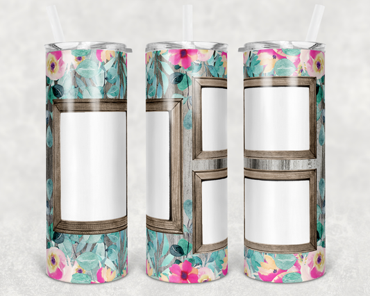 Customizable Floral Photo Frame Tumbler