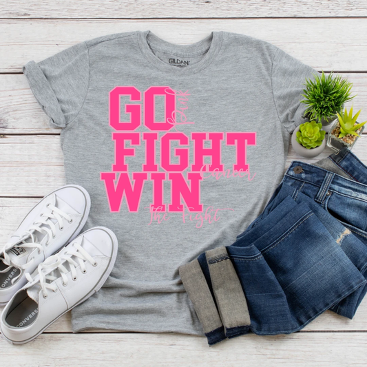 Go Fight Win Breast Cancer Pink Ribbon