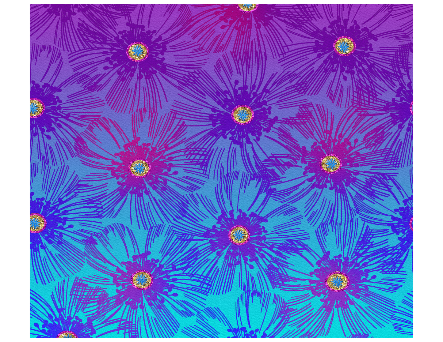 Blue Purple Ombre Flowers Tumbler