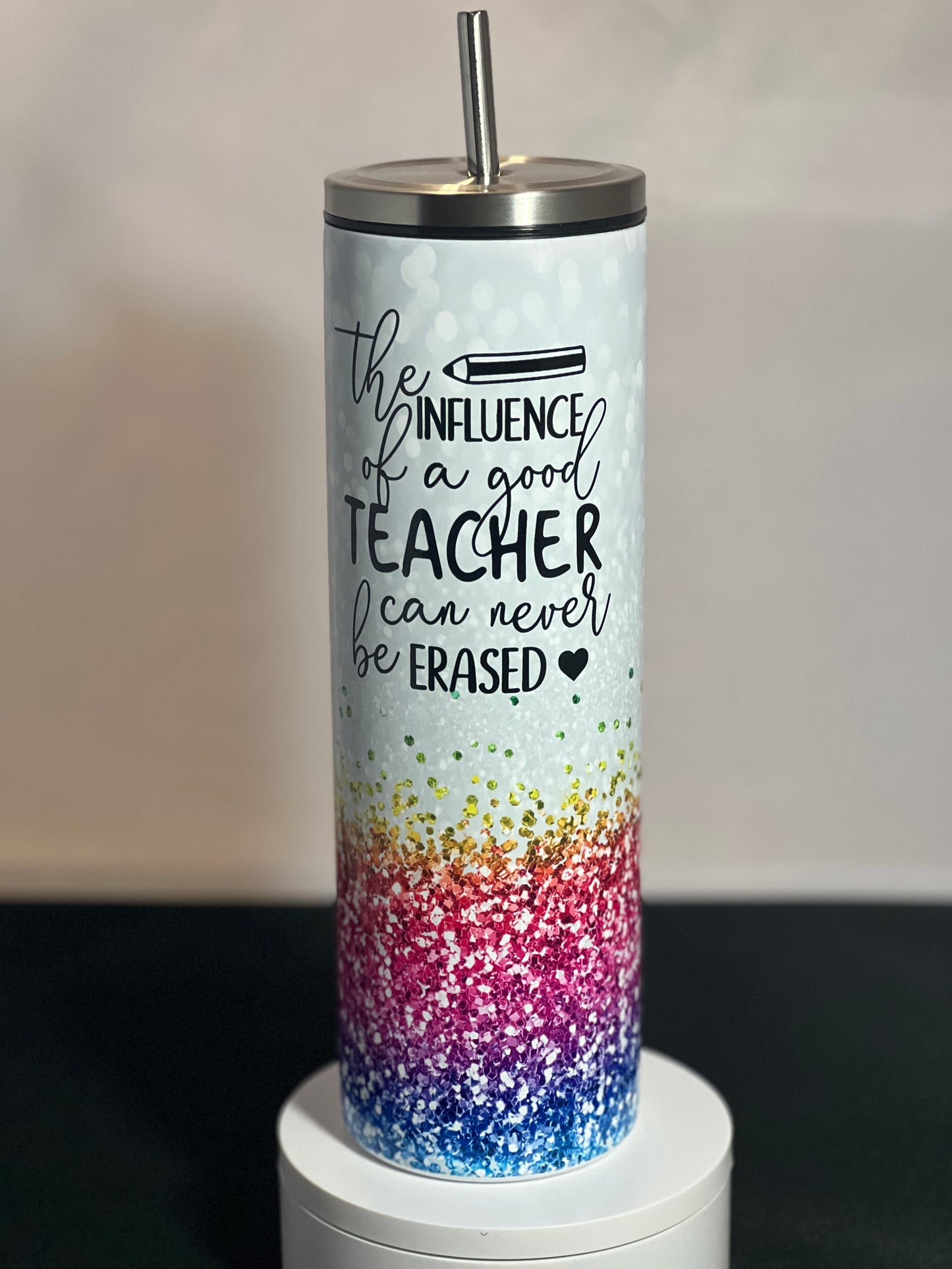Crayon Rainbow Glitter Tumbler with Personalization